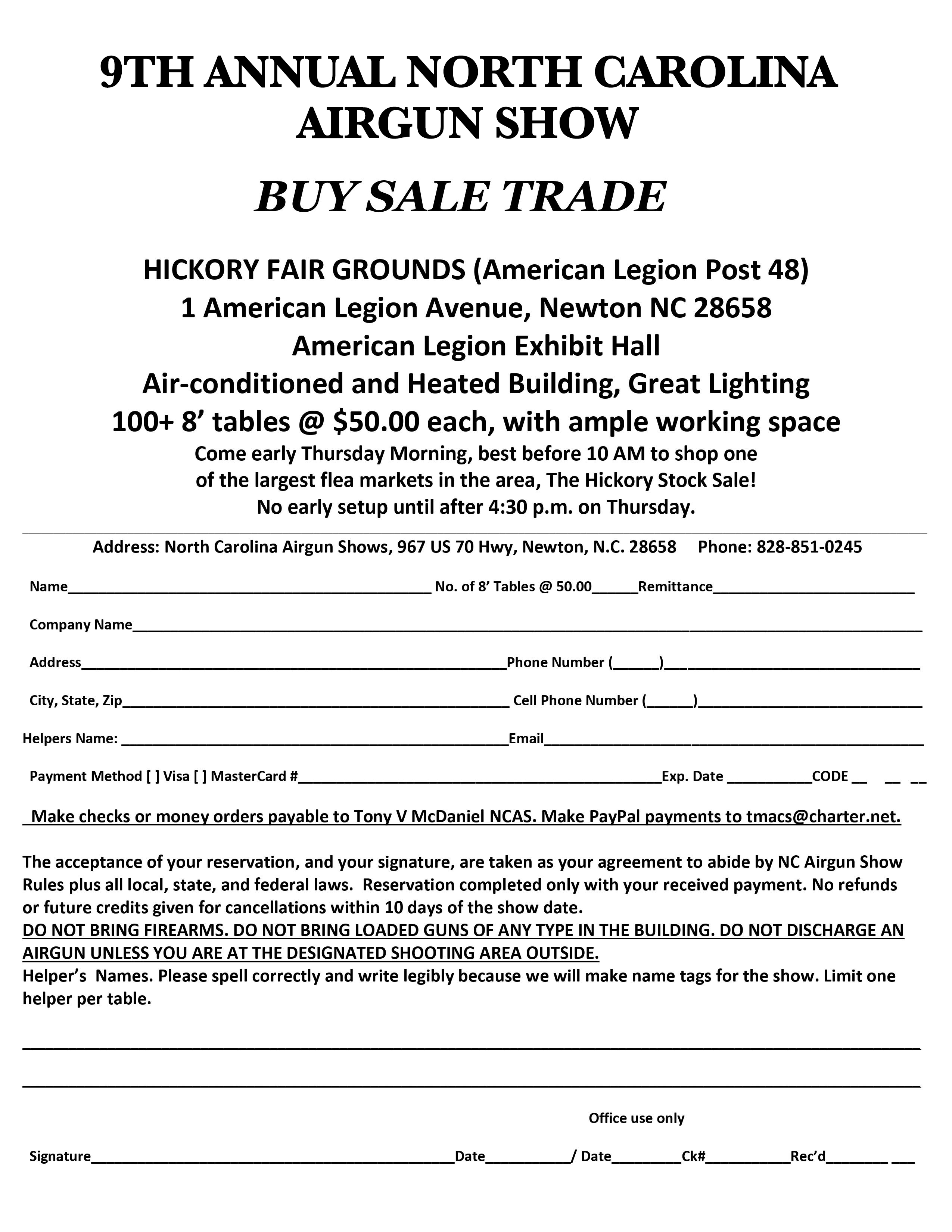 Annual NC Gun Show TMac's Airgun Service